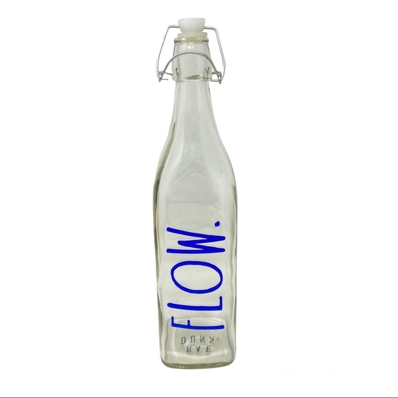 Rae Dunn Bail & Trigger Bottles Sip “DRINK” Enjoy Clear Blue 33.8 Oz 1 Liter New - Picture 1 of 6